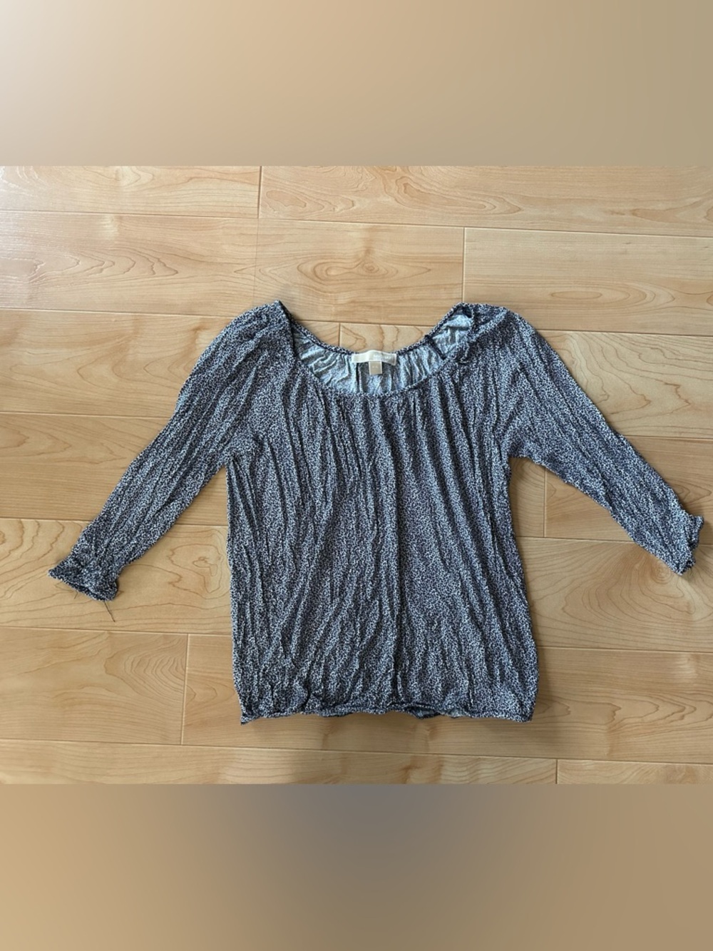 Michael Kors white and navy pattern blouse 3/4 Elastic Sleeve small petite